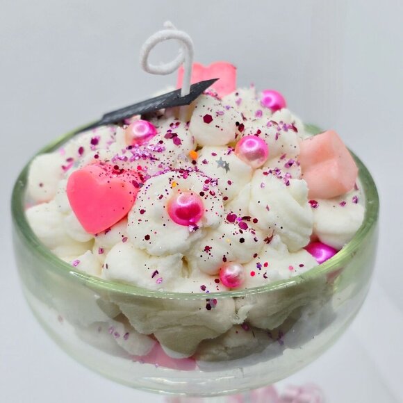 Valor Whip Candle ✦ Iridescent Coupe Glass ✦ Handmade Soy Wax Pink Accents NWT - Picture 14 of 16